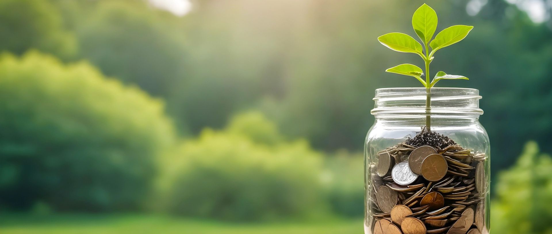 Symbolbild: Glas mit Münzen und Bäumchen