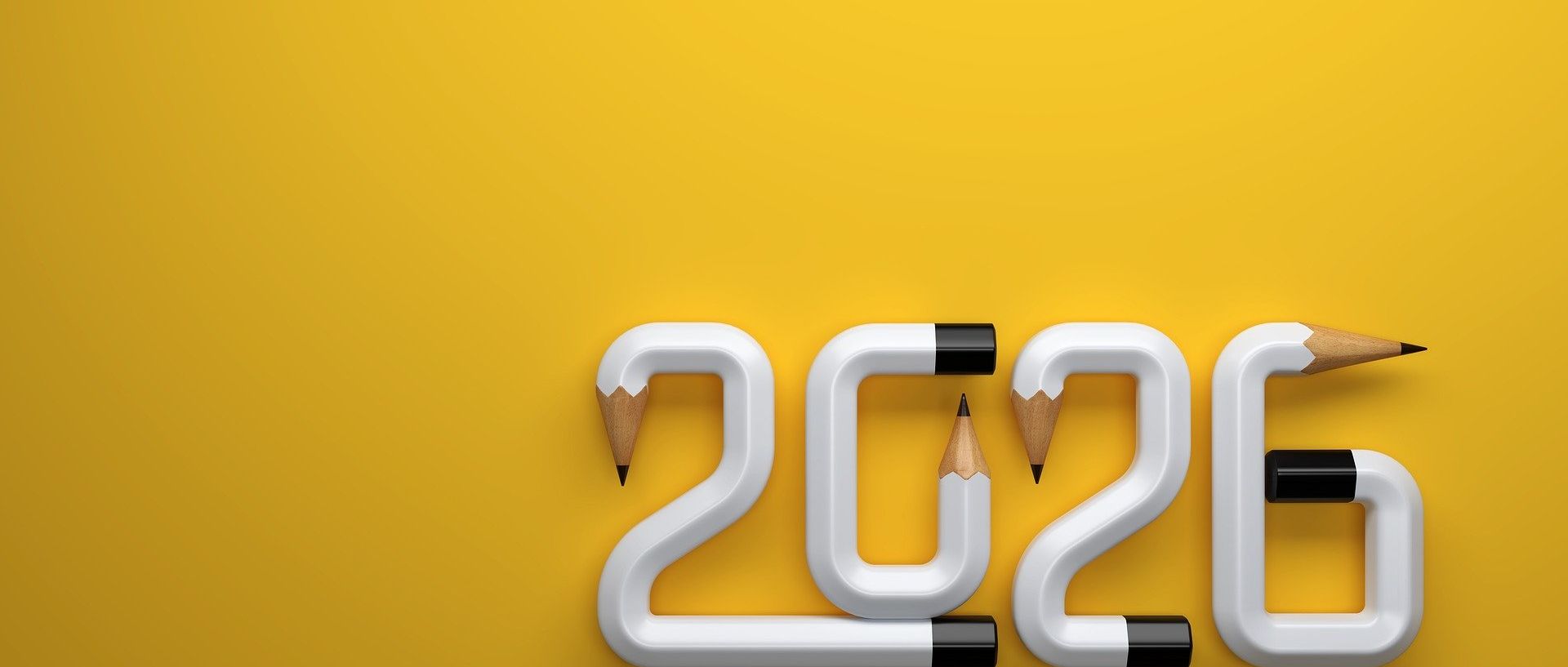 Symbolbild Jahreszahl 2026 aus Bleistiften